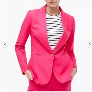 J. Crew Sz 6 Bright Pink Single-Button Tailored Linen Blend Women’s Blazer